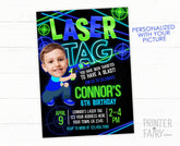 Personalized Laser Tag Birthday Invitation with Photo (Printable Invite)