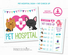 Pet Adoption Party Printables, Pet Hospital Vet Checkup (Digital Download)