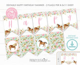 Horse Birthday Banner, Floral Cowgirl Party Decor (Instant Download)