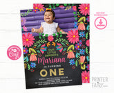 First Fiesta Birthday Invitation, Floral Photo Invite (Digital Download)