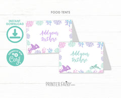 Shark Party Food Tent Cards Printable Editable Template, Instant Download