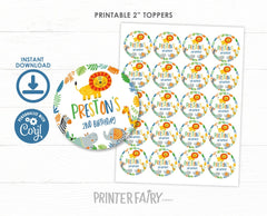 Jungle Party Toppers EDITABLE Safari Label Templates INSTANT DOWNLOAD