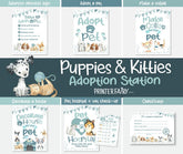 Puppies & Kitties Adoption Party Signs, Pet Birthday Decor (Instant Download)