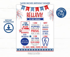 4th of July Birthday Milestones Board, Firecracker Theme (Instant Download)