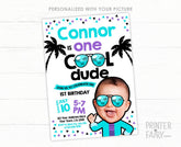 1st Birthday Photo Invitation, Pool Party (Digital Invitation)