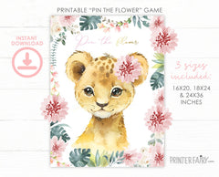Jungle Birthday Party Pin the Flower Game, Digital Printable Instant Download