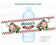 Personalized Pizza Party Water Bottle Label (Digital Printable)