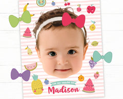 Pin The Bow Personalized Printable Party Game, Tutti Frutti Birthday
