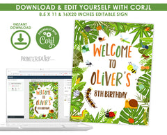 Bugs Birthday Welcome Sign, Outdoors Party Decor (Instant Download)