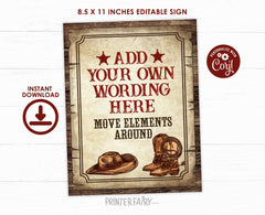 Editable Western Birthday Sign Template (Instant Download)