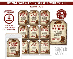 Western Birthday Thank You Tags, Cowboy Party (Digital Download)