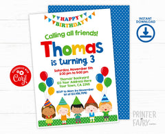 Birthday Party Invitation Editable Template, Instant Download