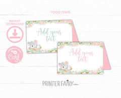 Koala Birthday Party Food Tent Cards Printable Editable Instant Download