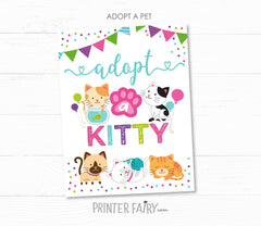 Kitty Cat Adoption Party Games, Kitten Birthday (Instant Download)