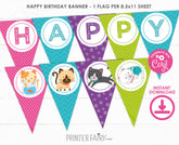 Kitty Cat Birthday Banner, Pawty Decorations (Editable, Instant Download)