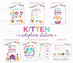Kitty Cat Adoption Party Games, Kitten Birthday (Instant Download)