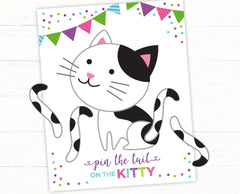 Kitty Cat Party Pin the Tail Printable Game, INSTANT DOWNLOAD