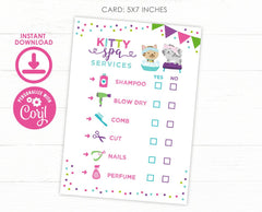 Kitty Spa Birthday Sign, Cat Spa Party Decoration, Printable Sign