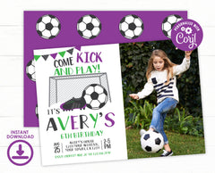 Editable Soccer Birthday Invitation with Photo (Instant Download)