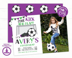 Editable Soccer Birthday Invitation with Photo (Instant Download)