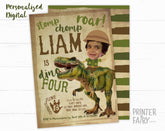 Personalized Dinosaur Birthday Invitation with Photo (Digital Invitation)