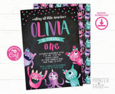 Little Monster Birthday Invitation, EDITABLE Digital Invite (Instant Download)