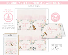 Bunny Party Buffet Food Tents Editable Template (Instant Download)
