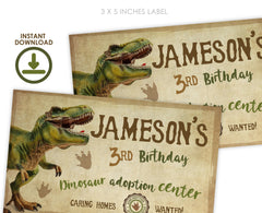 Dinosaur Birthday Party Gable Box Label, EDITABLE (Instant Download)