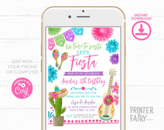 Editable Fiesta Birthday Invitation, Mexican Theme (Digital Download)