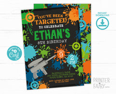 Editable Paintball Birthday Invitation (Digital Download)