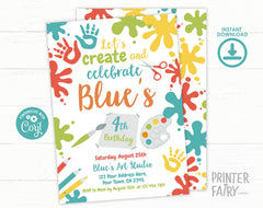 Editable Paint Party Invitation, Art Birthday (Digital Item)