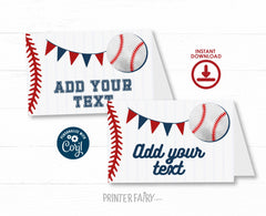 Editable Baseball Birthday Party Food Tents (Digital Download)