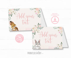 Bunny Party Buffet Food Tents Editable Template (Instant Download)