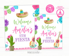 Editable Fiesta Birthday Welcome Sign, Mexican Theme (Digital Download)