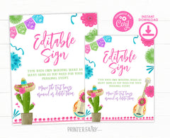 Fiesta Cinco de Mayo Party Editable Sign, Instant Download