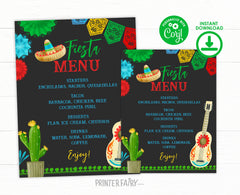 Mexican Fiesta Menu EDITABLE TEMPLATE, Instant Download