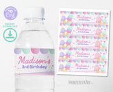 Editable Ice Cream Birthday Water Bottle Label (Digital Download)