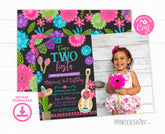 Fiesta Second Birthday Invitation with Photo, Editable Mexican Theme (Digital Download)