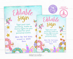 Unicorn Pool Party EDITABLE Sign Template, INSTANT Download