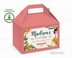 Tropical Bird Birthday Favor Box Label, Editable (Instant Download)