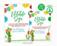 Fiesta Birthday Sign, Editable Mexican Party Decor (Digital Item)