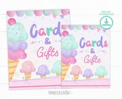 Ice Cream Birthday Cards & Gifts Sign, Summer Party Decor (Digital Download)