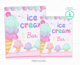 Ice Cream Bar Sign, Summer Birthday Party Decor (Instant Download)