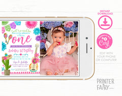 Editable Fiesta First Birthday Invitation with Photo (Digital Download)