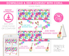Fiesta Cinco de Mayo Food Cards, Instant Download