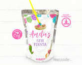 Fiesta Birthday Drink Pouch Label, Editable Template (Digital Download)