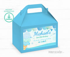 Editable Ice Cream Party Gable Box Label, Summer Birthday (Digital)