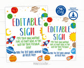Space Birthday Editable Sign, Galaxy Party Theme (Instant Download)