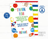 Editable Space Birthday Thank You Card, Galaxy Theme (Instant Download)