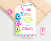 Little Monster Birthday Favor Tags, Editable Party Favors (Digital Download)
